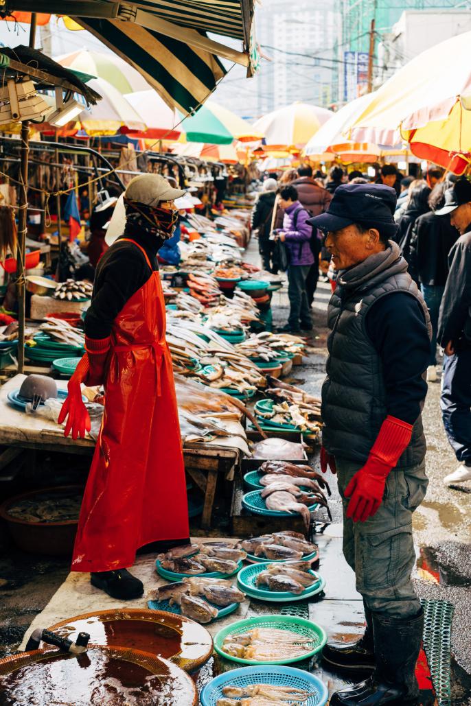 Mercado de pescado en Seúl