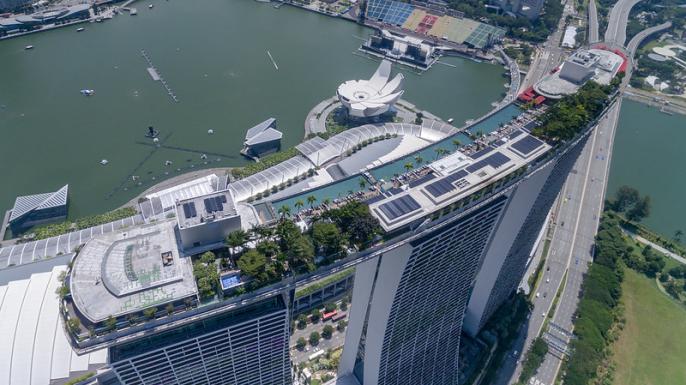 Vista aérea del Marina Bay Sands